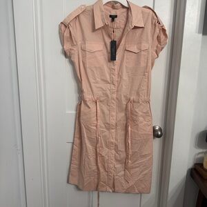 Talbots NWT Button Front Shirt Dress Peach Size 12 Belt Business NEW WITH TAGS
